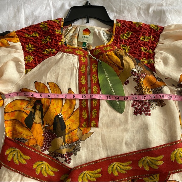 🥭 FARM Rio Off-White Mermaid Bananas Midi Dress - Picture 10 of 14